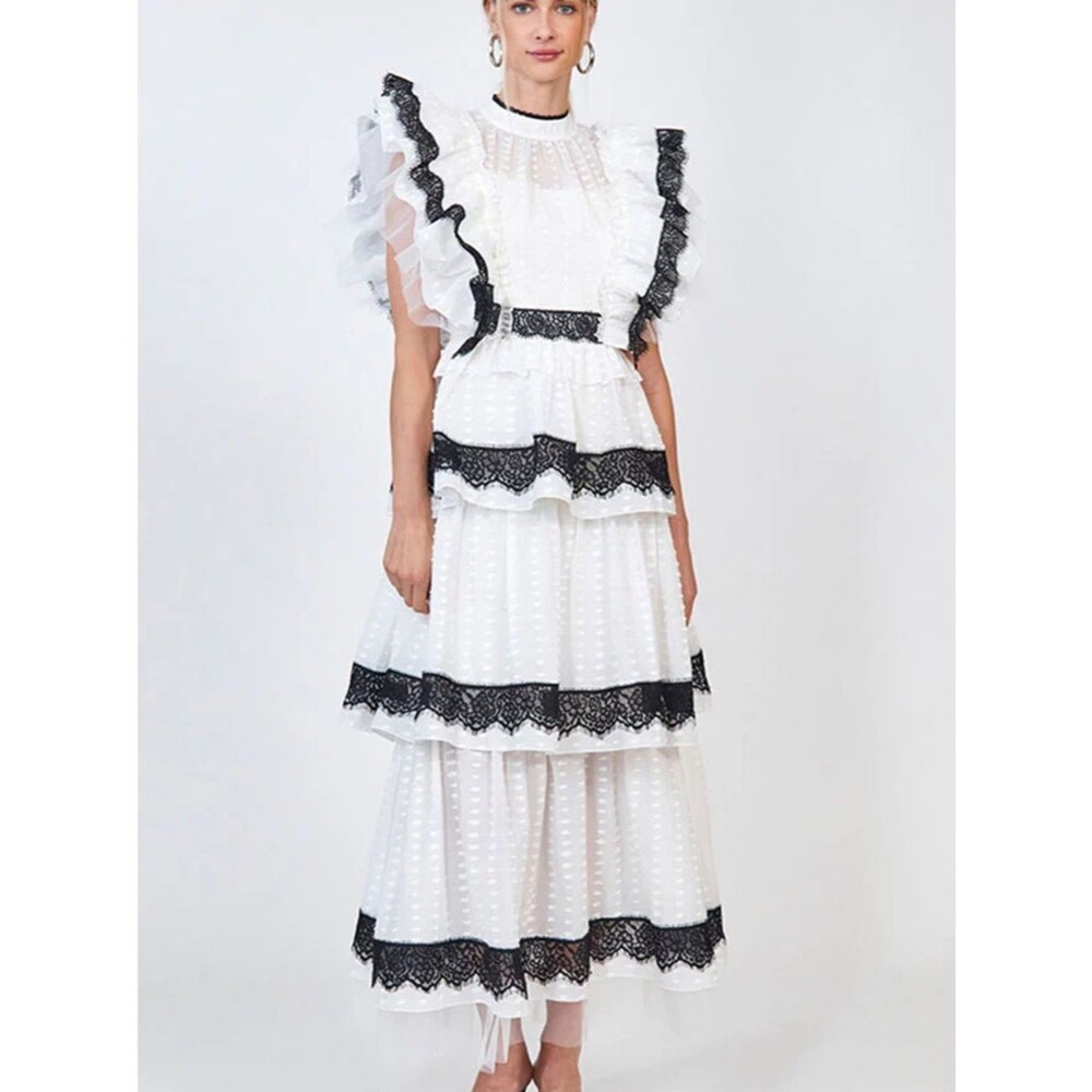 ✨ Hunter Bell Annabelle Tiered Organza Lace Maxi Dress ✨
